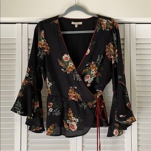Wrap floral blouse